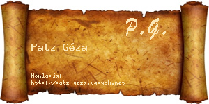 Patz Géza névjegykártya