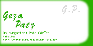 geza patz business card